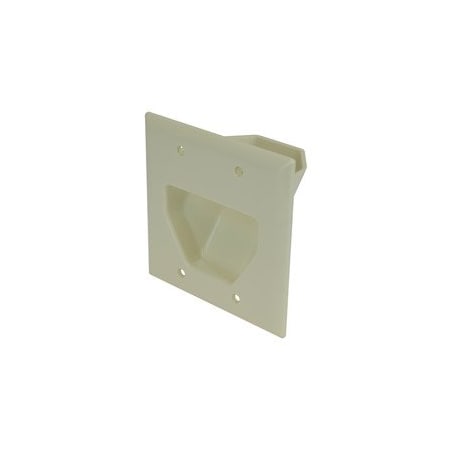 Cable Wholesale 2-Gang Recessed Low Voltage Cable Plate, Lite Almond 45-0002-LA